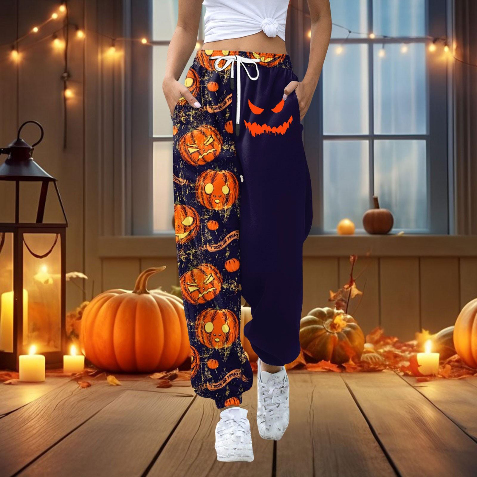 

Женские повседневные модные повседневные брюки с принтом на Хэллоуин S тёмно-синий
