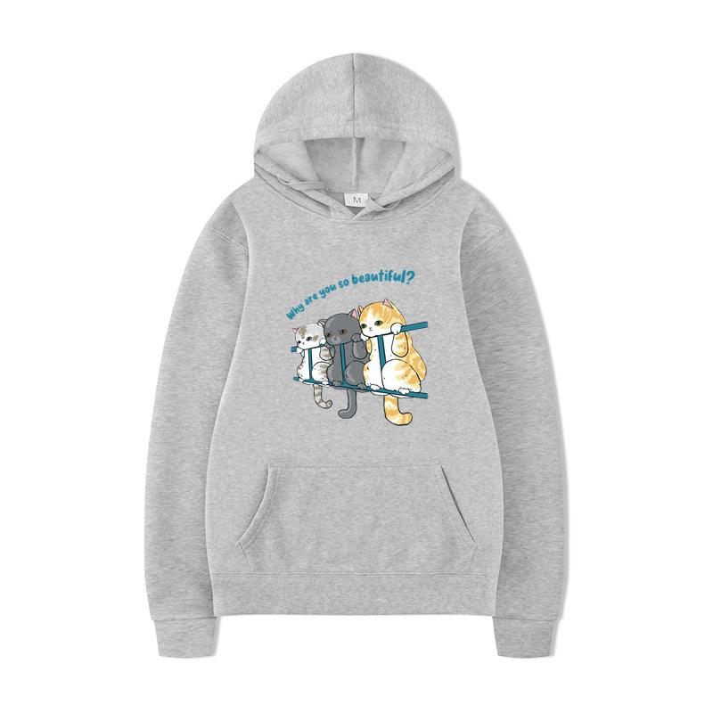 Kočka Pánská Móda Mikiny Pánské Dámské Mikiny s Kapucí Módní Hip Hop Pulovry Podzim Chlapci Dívky Černá Streetwear Mikina