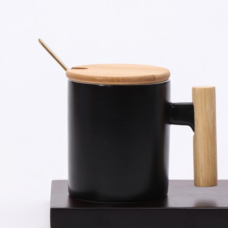 Simple International Wooden Handle Ceramic Mug Milk Coffee Tea Cup Event Gift