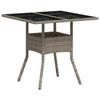 VidaXL Garden Table with Glass Top, Dining Table, Meal Table, Outdoor Patio Terrace Furniture, Light Grey 368131