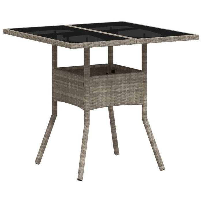 VidaXL Table de Jardin avec Dessus en Verre, Table à Manger, Table de Repas, Meuble de Patio Terrasse Extérieur, Gris Clair 368131