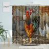 Chicken Shower Curtain Feather Poultry Animals Country Retro Old Farmhouse Barn Bathroom Wall Decor With Hooks Waterproof Screen