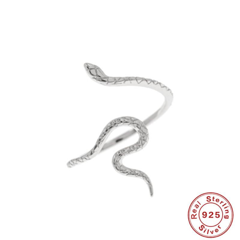 

S925 Sterling Silver Fashion Ins Simple Personality Versatile Glossy Snake Pattern Hipster 18K Gold Opening Ring Opening Adjustable