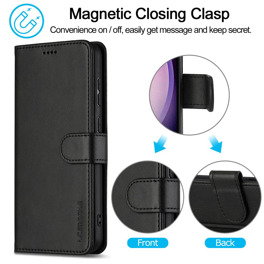 LC.IMEEKE For Samsung Galaxy A16 5G/A16 4G Case Calf Texture PU Leather Stand Wallet Phone Cover