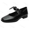 Fashion Elegant Bows Designed Shallow Mouth Single Shoes Women's 2025 Spring New Square Head Comfortable Slip On Casual Mary Jane Shoes