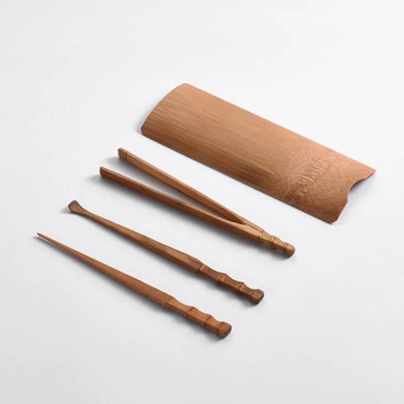 Handgjort kinesiskt teverktygsset i bambu, Skedklämma, Skopa, Kung Fu, Gongfu-tillbehör, Ceremoniell gåva