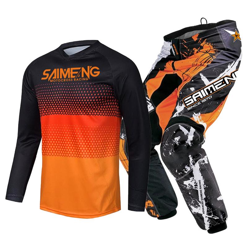 Set completo abbigliamento motocross per bambini Kit Maglia Pantaloni Youth bambino verde Moto nero 3 4 5 6 7 8 9 10 anni Tuta fuoristrada blu arancio Enduro cross ragazzo ragazza
