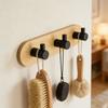 Bamboos And Stainless Steel Hook For Hanging Towels Clothes Decorative Coat Rack Wall Mounted Key Organizer