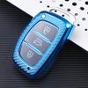 Carbon Fiber TPU Car Key Cover Case Shell for Hyundai Tucson Creta Ix25 I10 I20 I30 Verna Mistra Elantra Santa Fe 2015-2018