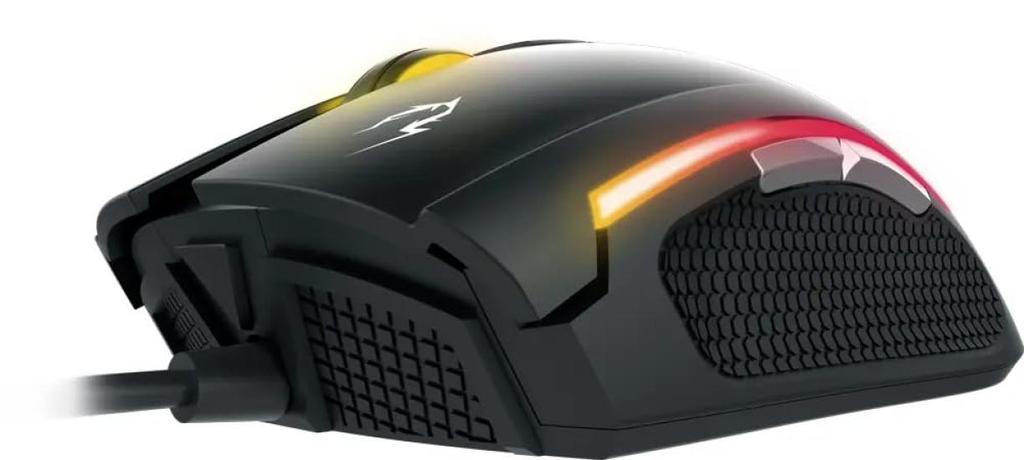 GAMDIAS Optical Gaming Mouse with Mouse Mat, Multi-Color Lighting, 4-Level Adjustable 1200-3200 DPI, and 6 Buttons (ZEUS E2)
