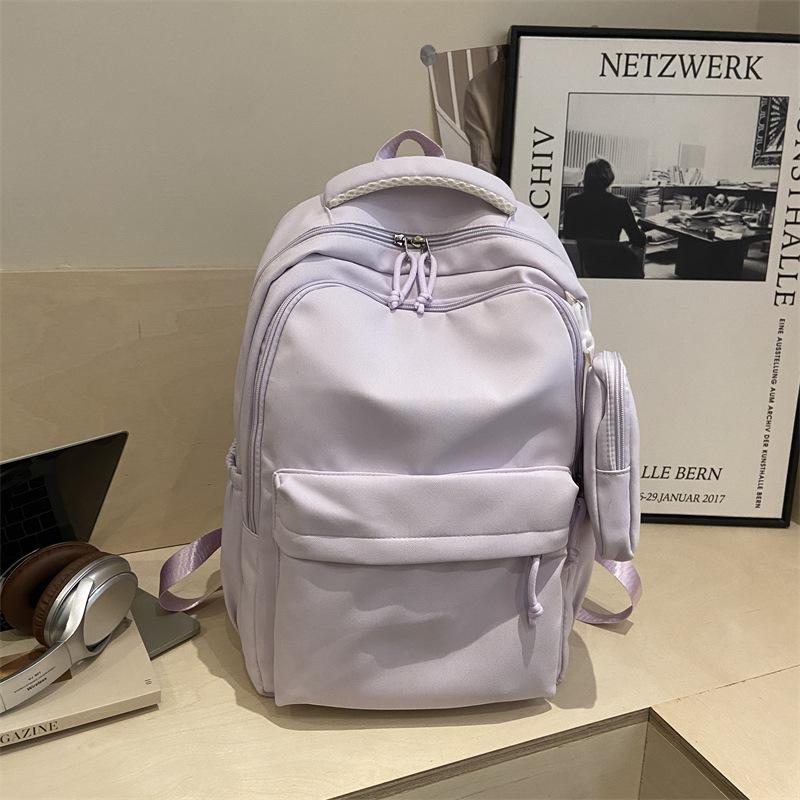 Schoolbag new backpack student schoolbag simple solid color durable nylon backpack super versatile casual backpack