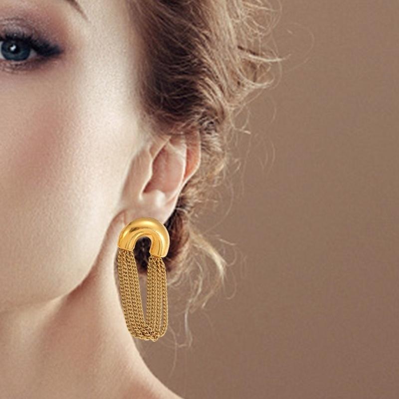 Fashionable Layer Fringe Earrings Stainless Steel Jewelry Accessory for Gift Wedding Office Occasions