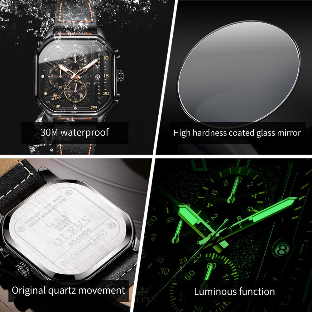 OLEVS brand fashion men's watches leisure chronograph waterproof quartz watch for man luminous date genuine male wristwatch