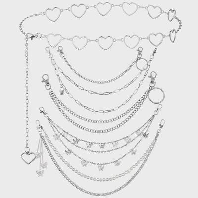 Dames Meerlaagse Punk Denim Love Tailleketting - Hip-Hop Rock Nachtclub Stijl