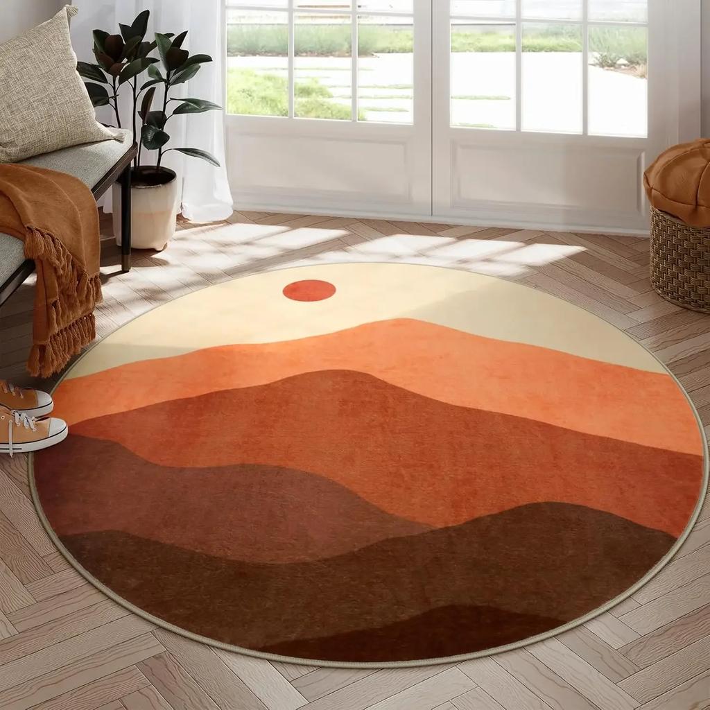 Round Rug for Bedroom,Soft Area Circle Area Rug Imitation Cashmere Carpet Boho Washable Classroom Carpet for Living Room Decor