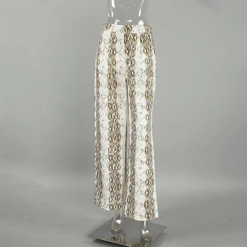 

European and American Retro Snakeskin Pants High Waist Casual Pants Retro Snake Pattern Casual Pants Snake Pattern S