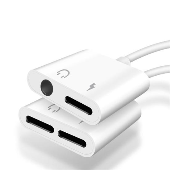 2 in 1 Jack Headphone Adapter Dual-Port 3.5mm Charge Cable for iPhone X/8/7