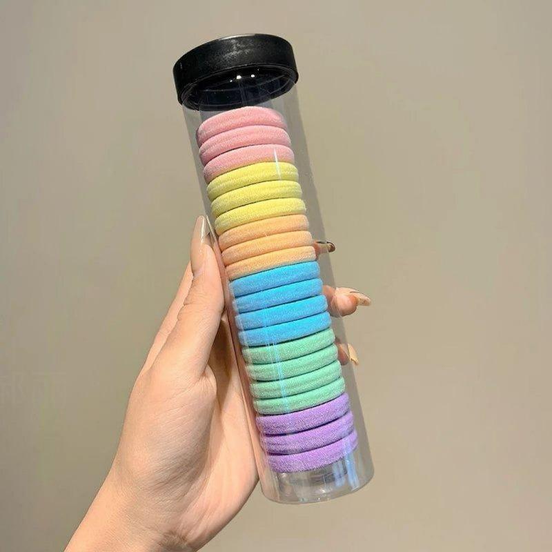 Canned 20 rubber bands women's seamless high elastic hair band horsetail durable hair rope black hair towel ring