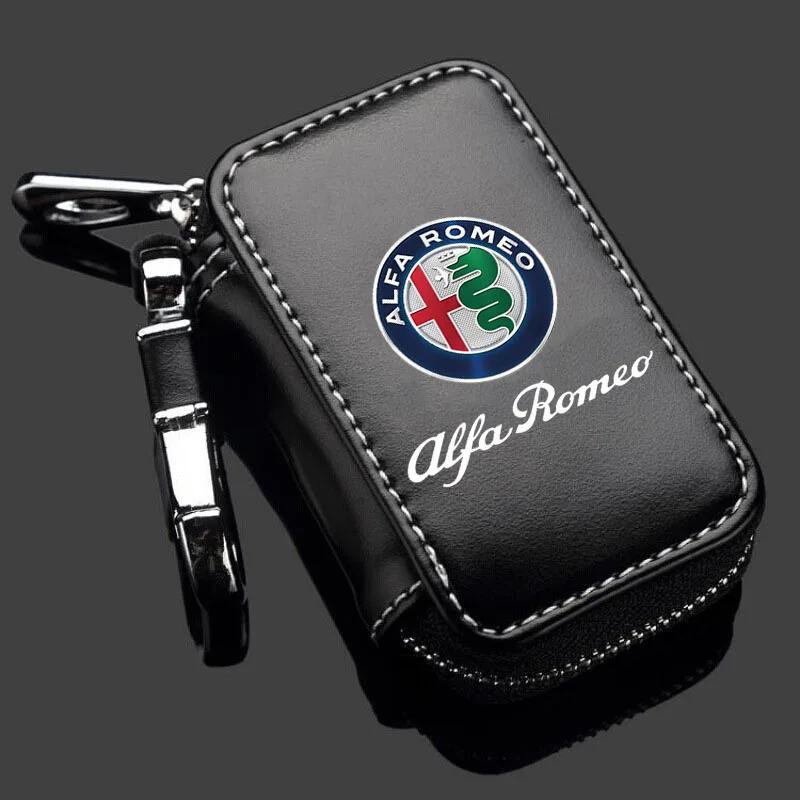 Per Alfa Romeo 2026 Portachiavi Auto Hot Sticker Custodia con Cerniera in Pelle PU Portachiavi Antifurto Per Alfa Romeo giulia stelvio giulie