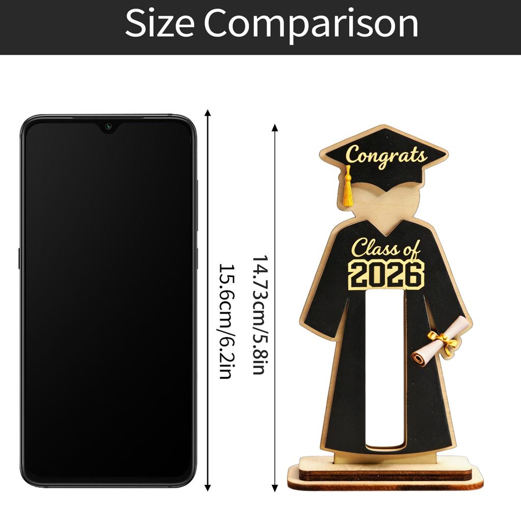 Graduation Wooden Money Holder Stand Class of 2026 Figure with Graduation Cap Diploma Display for Graduation Season Gift