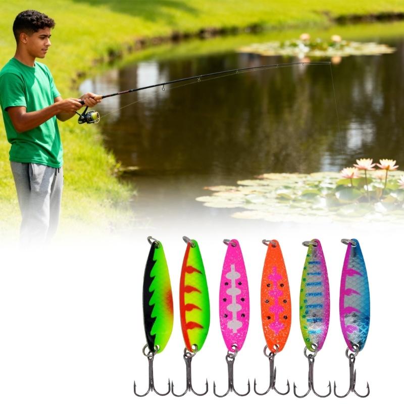 Swimming Fishing Spoons Lures Treble Hook Set Curved Hard Fish Baits Metal Construction Fishing Sequins Lures Baits