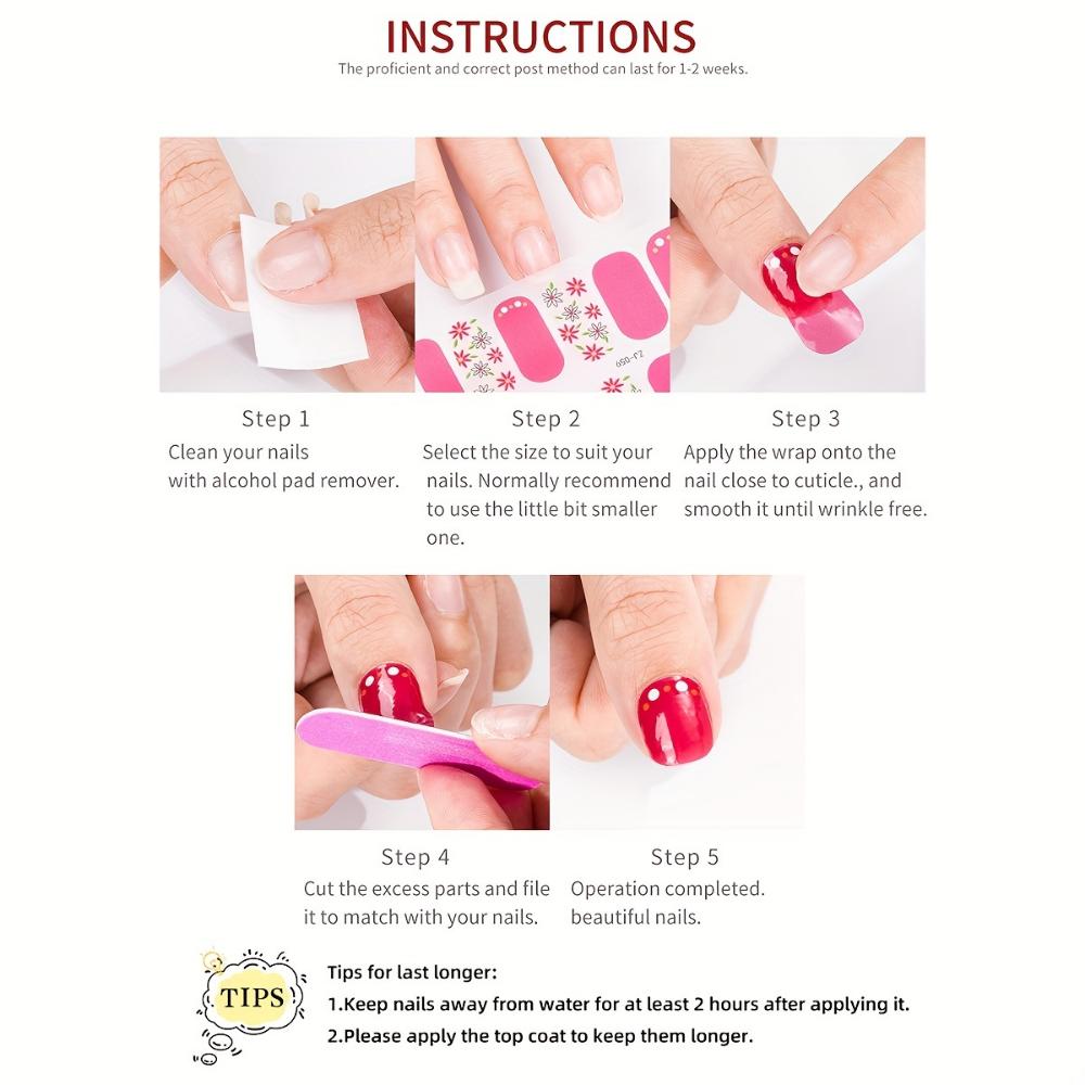 8 Nägel vollständig umwickelte Nagellackstreifen, rosa Nagelblitz selbstklebender Gel-Nagelsticker, geeignet für Damen Heim-DIY Selbstgebrauch Nagelprodukte Nagelset