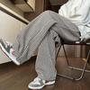 American Retro Black Vertical Striped Oversized Casual Wide-Leg Pants