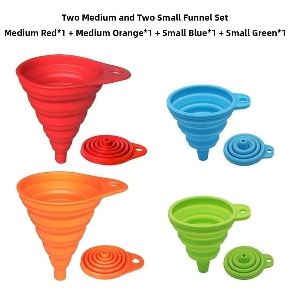 4 Stück Einziehbar Faltbar Trichter Ablauf Zusammenklappbar Trichter Silikon Trichter Flüssigkeitstransfer
