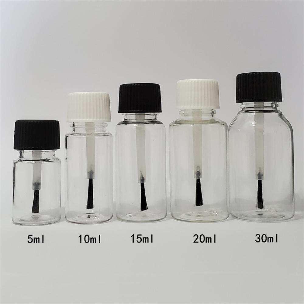 5/10/15/20/30ml Plastic Nail Polish Bottles Touch Up Refillable Liquid Jars Leakproof Storage With Brush Cap DIY Crafts Containe