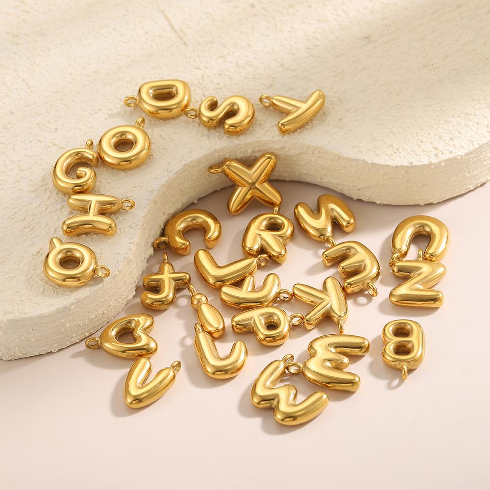 CARLIDANA Stainless Steel Gold Plated Alphabet 26 Letters Name Jewelry Mini Minimalist Bubble Initial Pendants for Necklace DIY