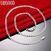925 Sterling Silver Jewelry 4mm Sideways Chain Wedding Necklace