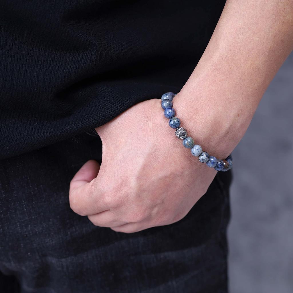 8mm Dumortierite Fleur de Lis Good Luck Bracelet Prayer Beads Bracelet [Coai]