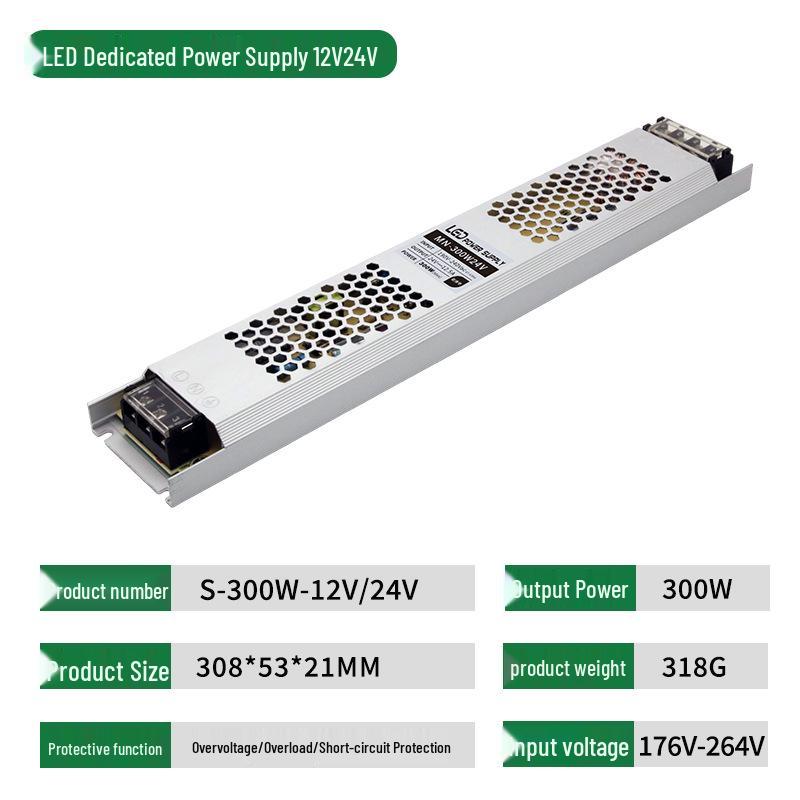 Ultra-Thin Silent 12V LED Strip Power Supply - Yellow Linear Transformer