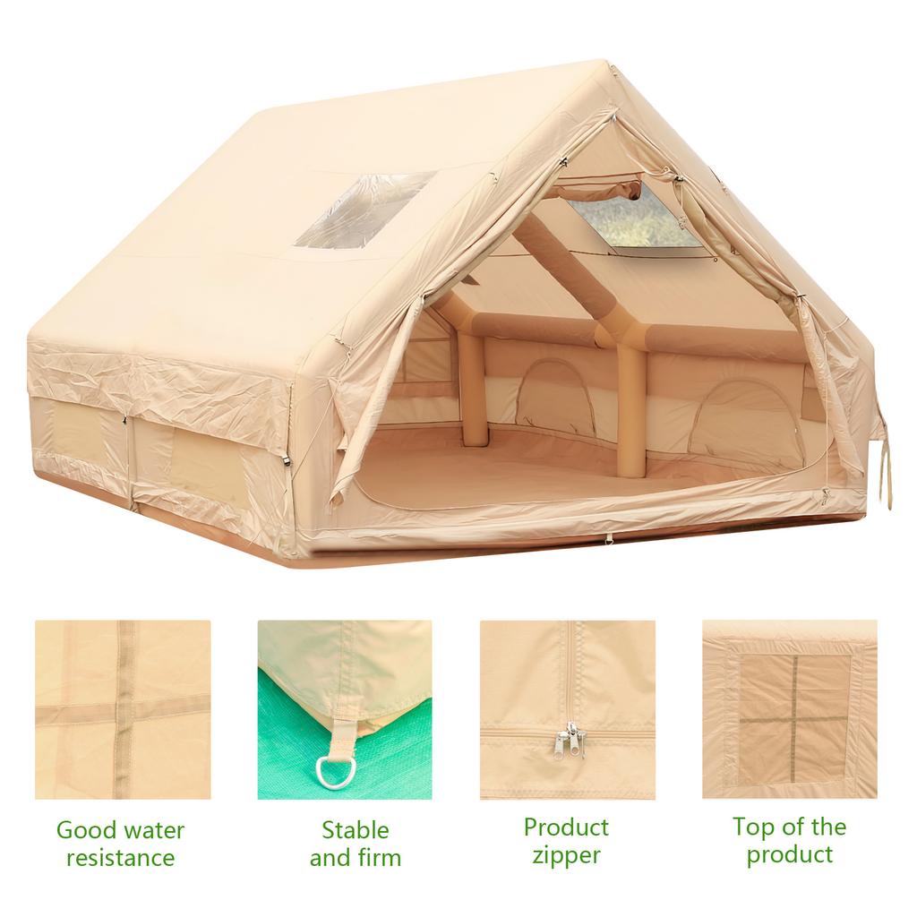 Inflatable Tent with Skylight 12-Square-Meter Air Glamping Tents Sunproof Inflatable House Outdoor Camping Waterproof Tent