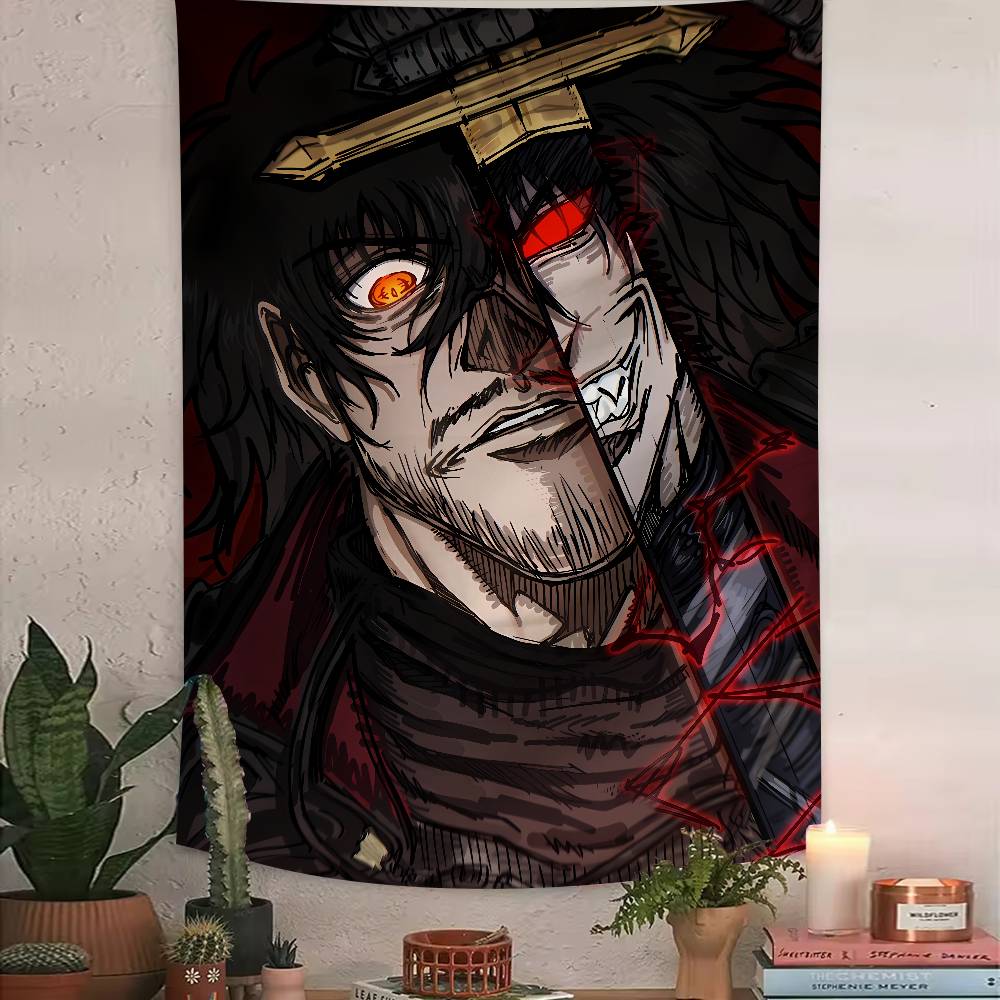 Cool Alucard Anime HHellsing Tapestry Art Printing Japanese Anime Wall Tapestry Anime Wall Hanging Home Decoration
