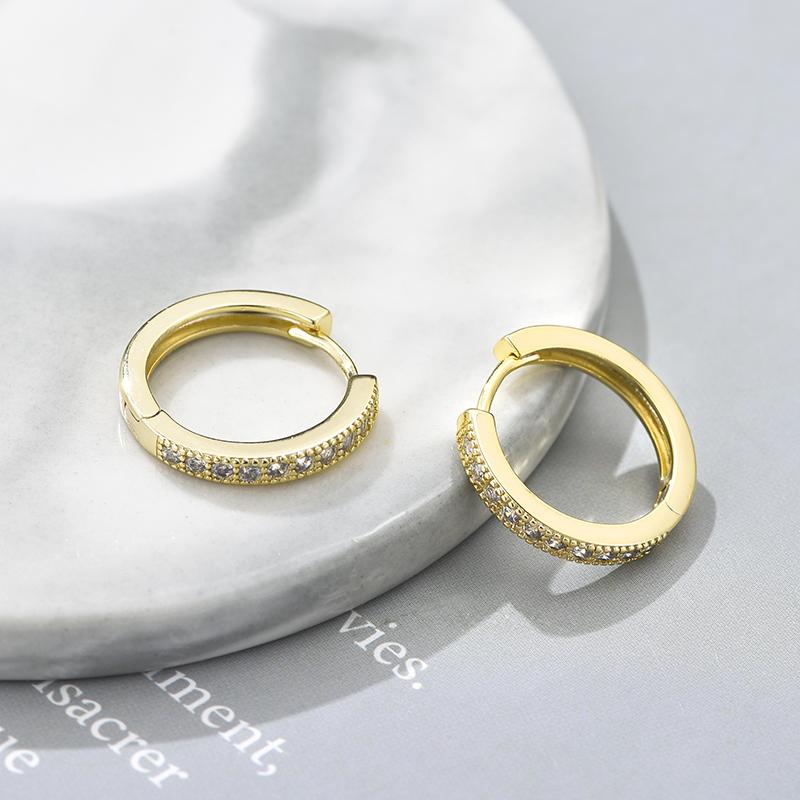 Classic Round Hoop Earrings For Women AAAA Zirconia Gold Color Elegant Wedding Huggie Ear Buckle Fashion Daily Jewelry Earrings