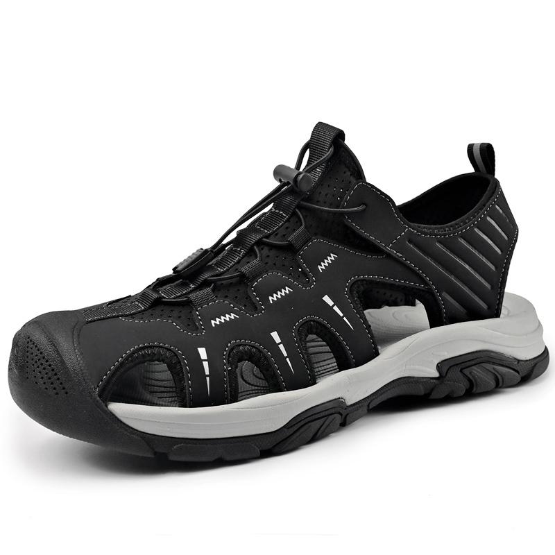 Äkta Läder Herrsandaler Sommar Herr Strand Sandaler Utomhussandaler För Män