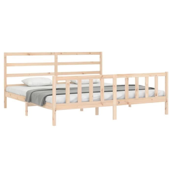 VidaXL Bed Frame with Headboard 200x200 Cm Solid Wood 3191926