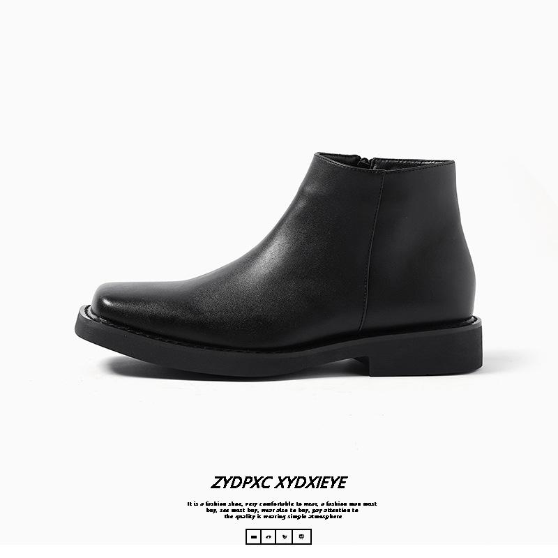 

Chelsea Boots Men s Leather Shoes British Martin Boots Side Zipper Low Top Casual Business Leather Boots 185185-T 38 чёрный