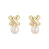 Vintage Cross Pearl Earrings Minimalist Elegant Studs Luxury High-End Jewelry for Women