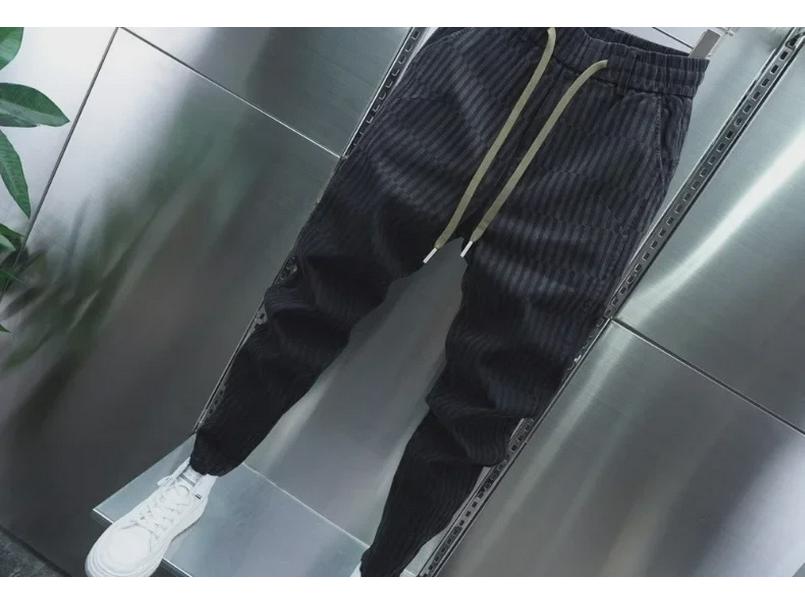 Jeans Skinny Listrado Degradê Masculino: Calças Harem Elásticas da Moda para Primavera e Outono