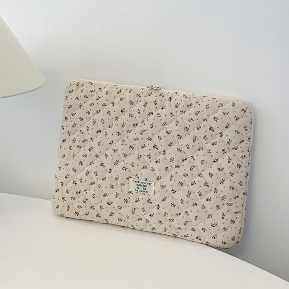 Flower Printed Laptop Sleeve Quilted Laptop Carrying Case Cute Computer Sleeve for 11-15 Inch Laptop Tablet