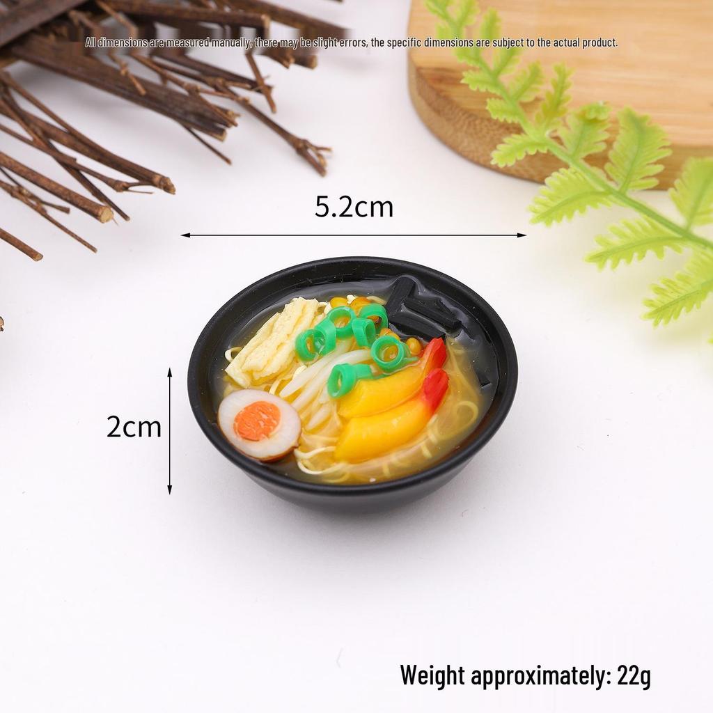 Mini Japanese Ramen Bowl Pendant - Creative Food Model Toy with Seafood Noodles