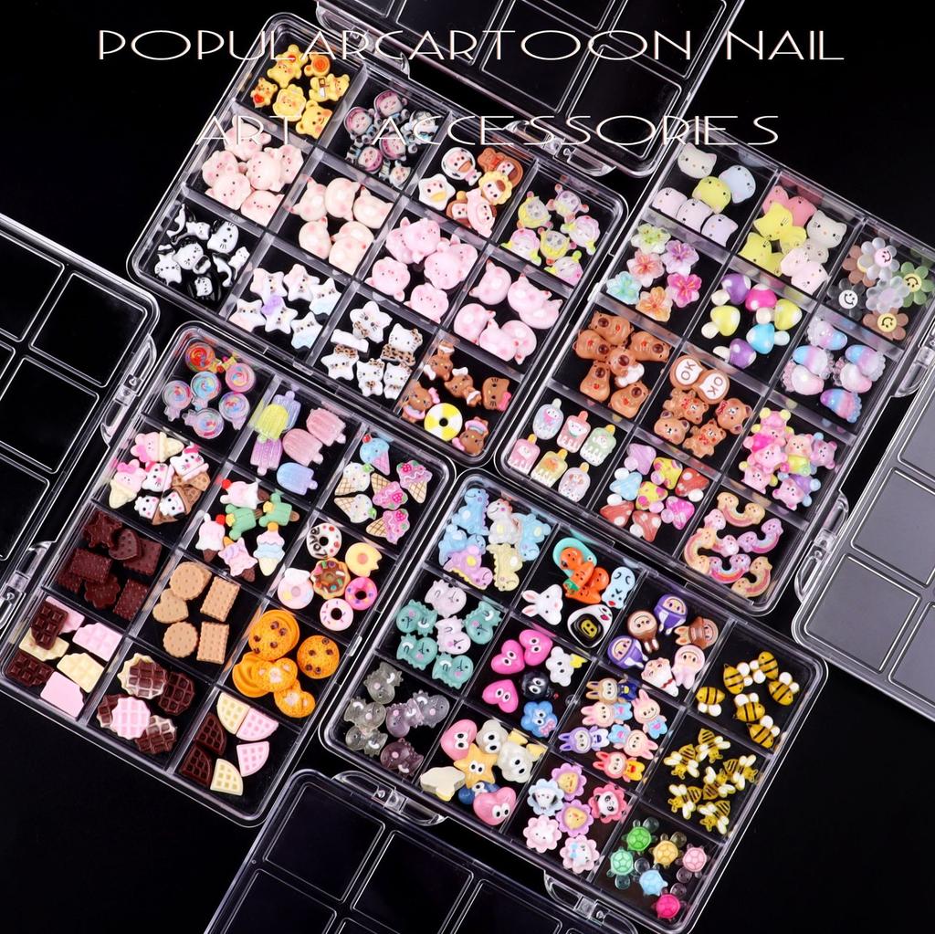 Nail Art Accessories Resin Simulation Biscuits Ice Cream Cute Cartoon Three-Dimensional Nail Accessories Mixed Bows