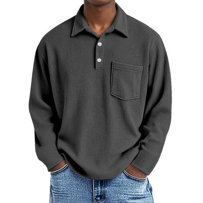 Men's Casual Outdoor Lapel Corduroy Pullover Long-sleeved Top