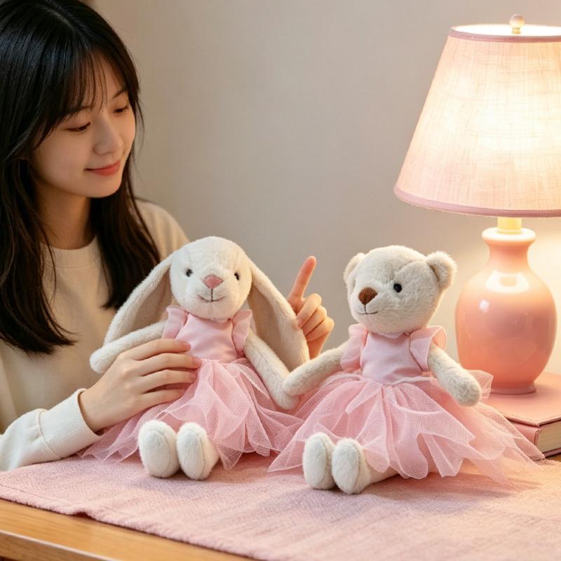 1Pc 28Cm Cute Ballet Skirt Bear  Bunny Peluche Toy Lovely Appease Animal Dolls Rabbit Toys Birthday Christmas Gift