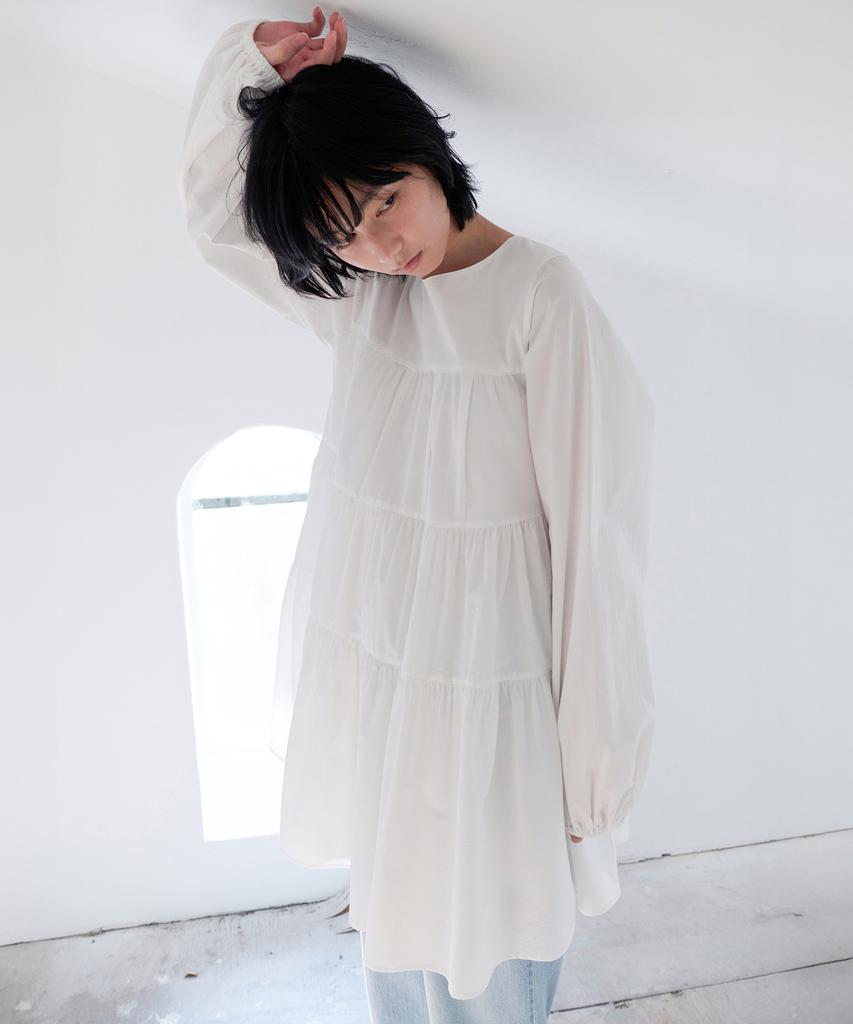 Leuba Tiered Volume Dress - Off White