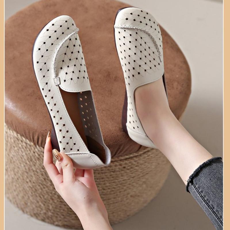 Fashion Spring Summer Women's Leather Loafers Casual Slip-On Shoes Woman Flats Soft Comfortable Female Footwear Mom Shoes