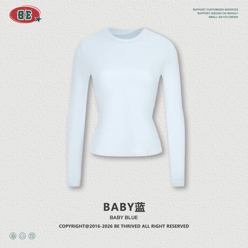 BE T-shirt da donna a maniche lunghe Slim Fit tinta unita stile street casual top sportivo
