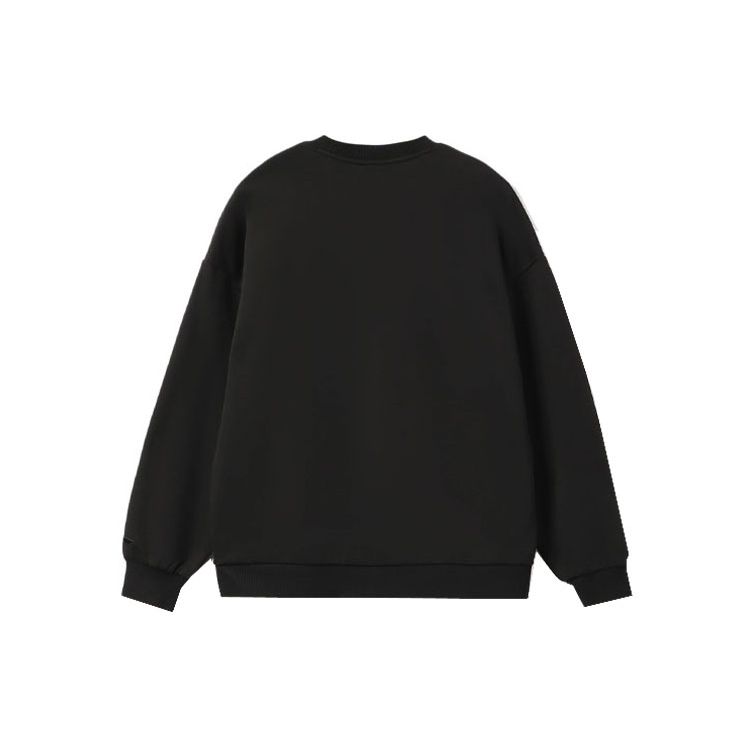 Li Ning Training Series Solid Color Loose Fleece Crewneck Sweatshirt Unisex Sweatshirt Black AWDRB76-1